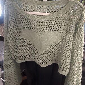 Green Heart Knit Sweater